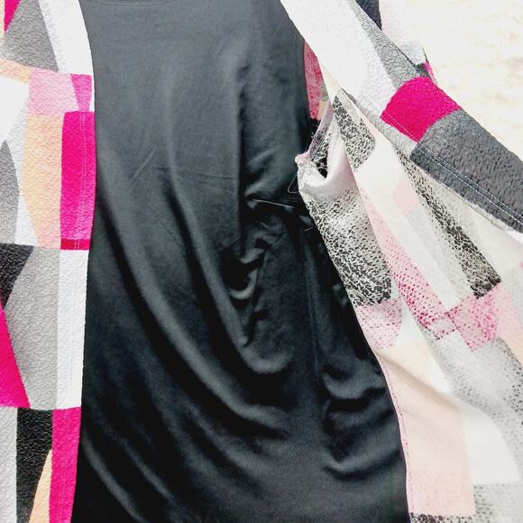 Blouse Size L Pink Black Abstract Whimsycore Y2K Festival Artsy Top Wearable Art - Picture 3 of 10